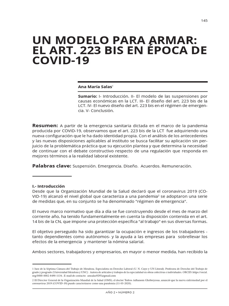 Un Modelo para Armar: El Art. 223 Bis en Época de COVID-19: Resumen ...