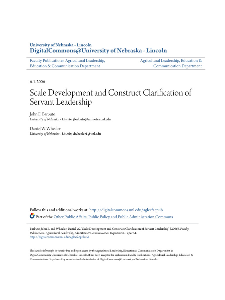 Servant Leadership Scale Development | PDF | Servant Leadership ...