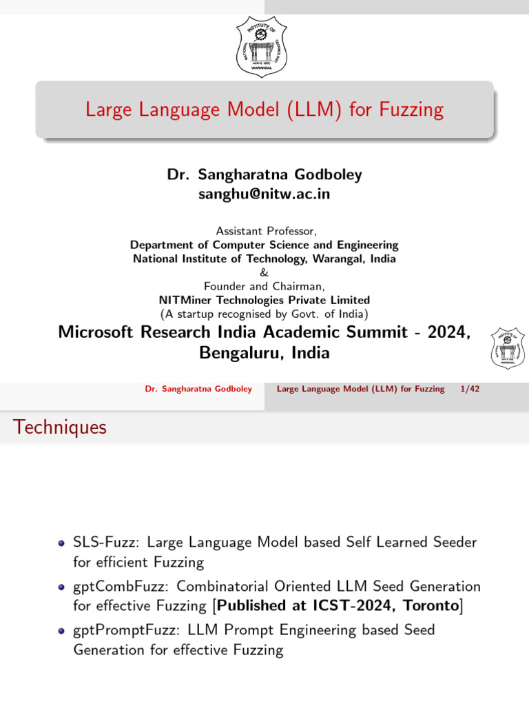 LLM Techniques for Efficient Fuzzing | PDF | Software Engineering ...