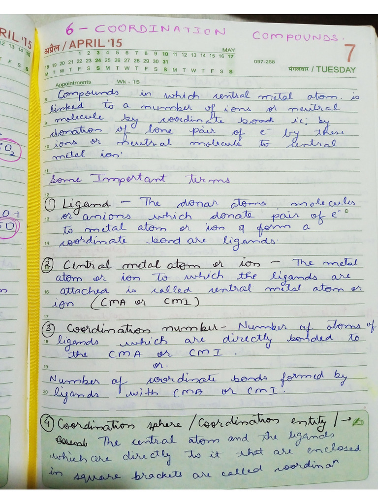 Coordination Compound Notes | PDF