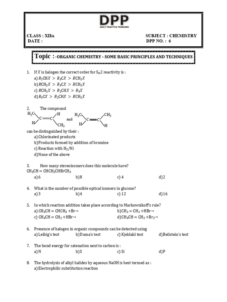 Organic Chemistry - Some Basic Principles and Techniques Q-6 | PDF ...