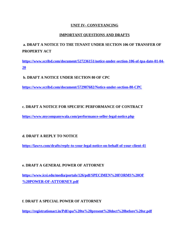 Essential Conveyancing Drafts Guide | PDF | Deed | Private Law