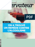 On a trouvé un remède contre l'alcoolisme (NvObs-juin 2012)