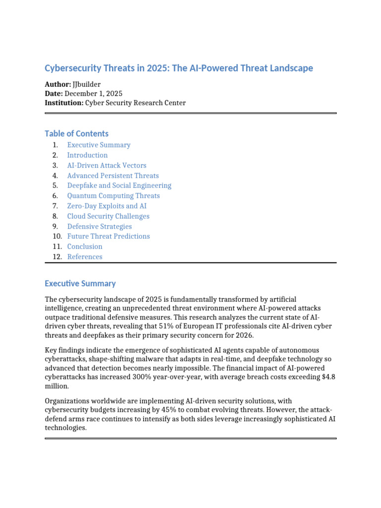03 Cybersecurity Ai Threats 2025 | PDF | Security | Computer Security