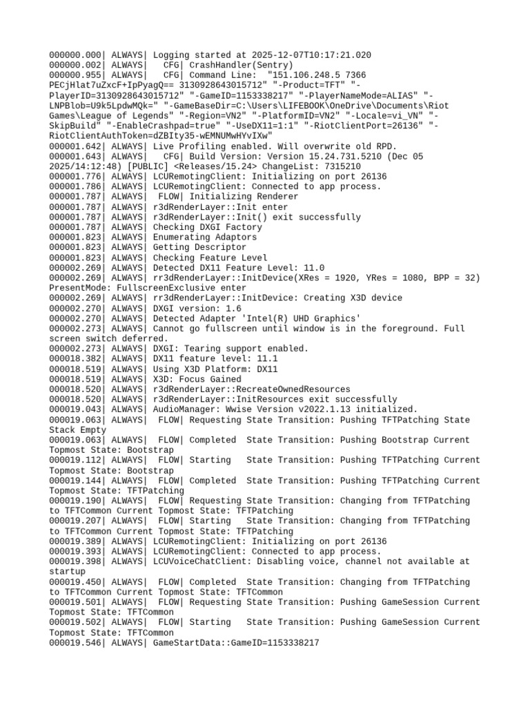 TFT Game Session Log Analysis | PDF | Computer Architecture | Computing