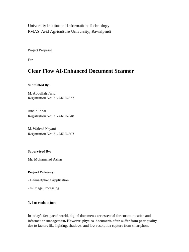 AI Document Scanner Project Proposal | PDF | Optical Character ...