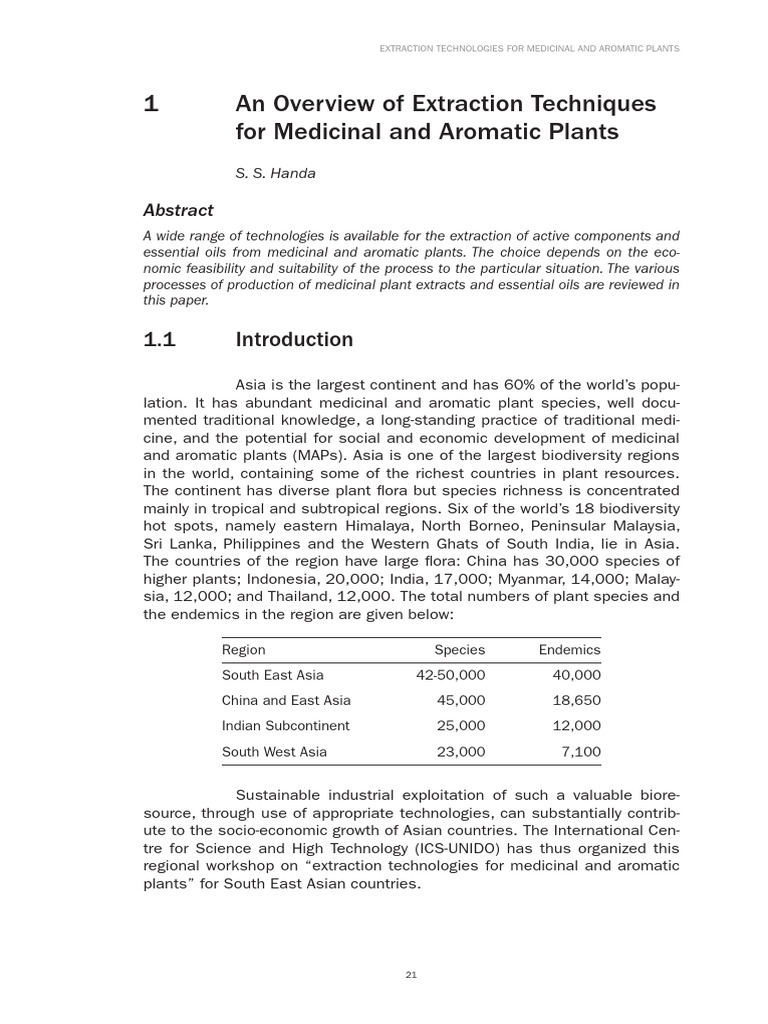 Extraction Techniques for Medicinal Plants | PDF | Distillation | Water