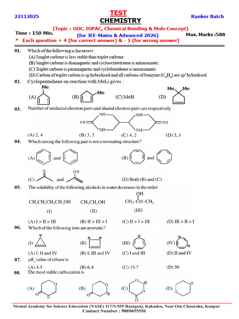 Chemistry Concepts for JEE 2026 Exam | PDF | Chemical Bond | Molecules
