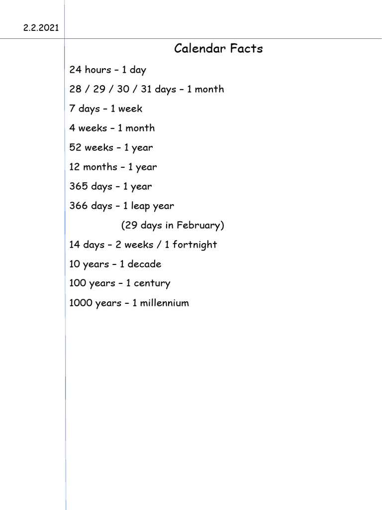 ^Calendar Facts | PDF
