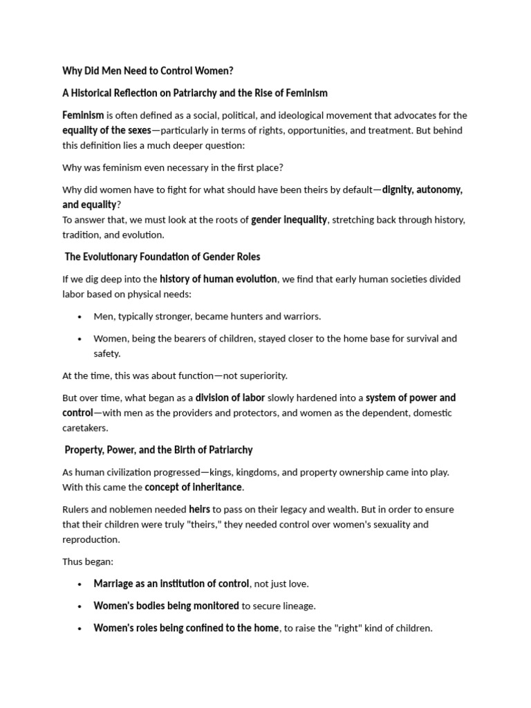 The Roots of Patriarchy and Feminism | PDF | Gender Studies | Feminism