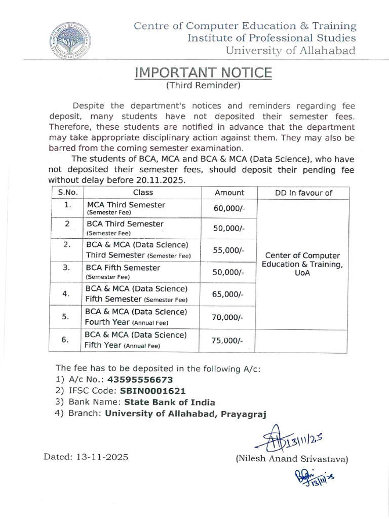 Fee Notice 3rd Reminder | PDF