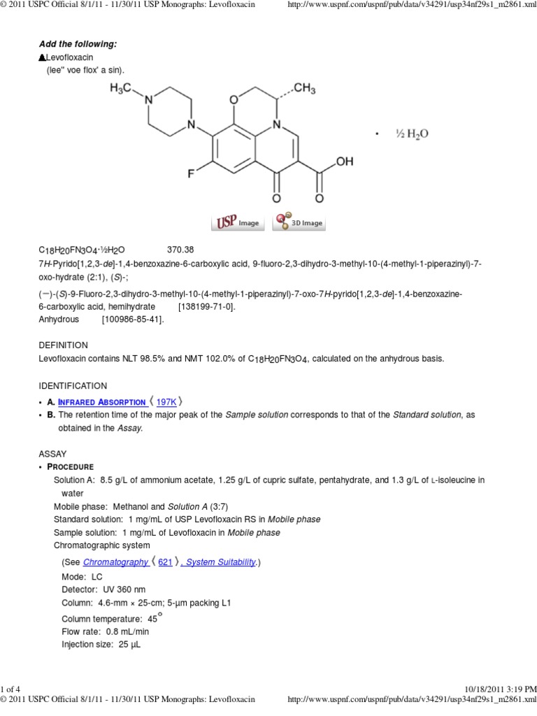 11 USP Monographs_ Levofloxacin Chromatography Laboratories
