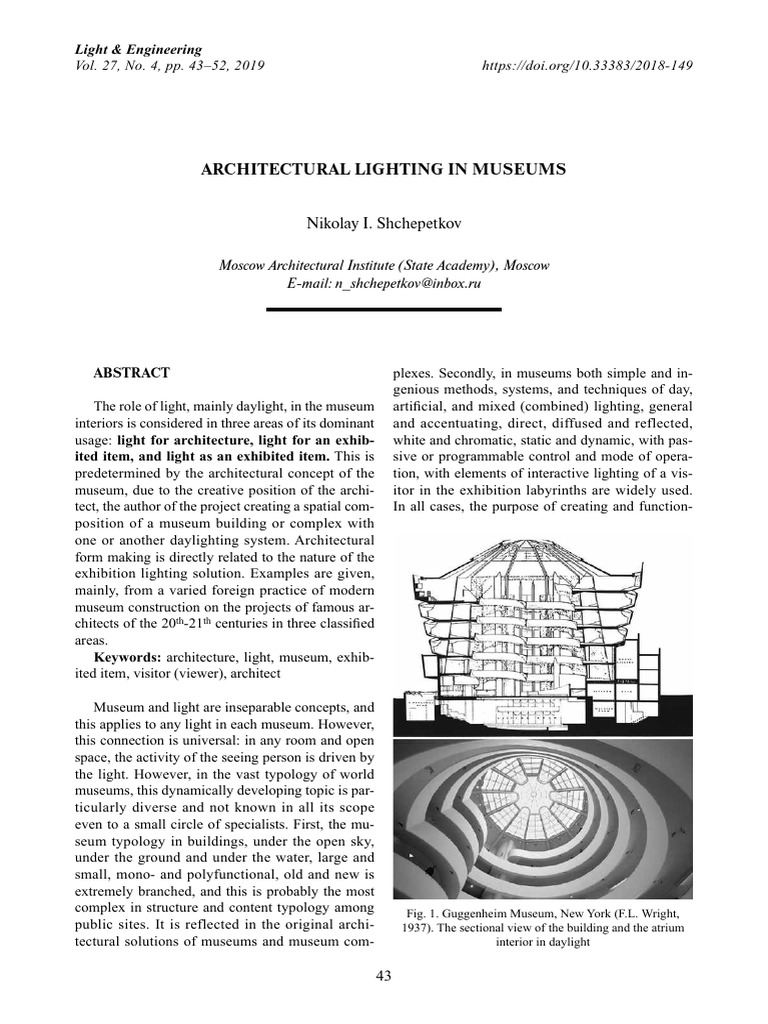 Museum Lighting: Architecture & Exhibits | PDF | Lighting | Museum