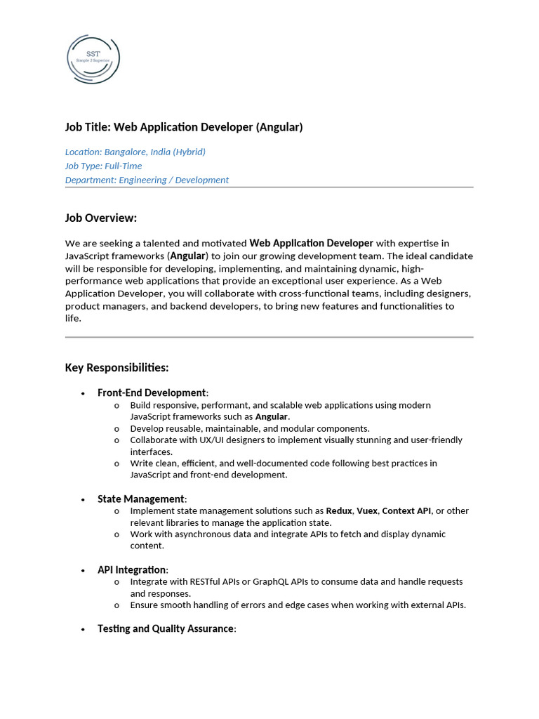 Angular UI Developer - ITPian | PDF | Software Development | Web ...