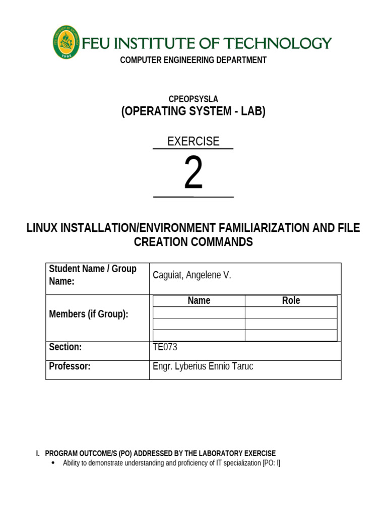 [f2-Formative] - Linux Installation, Environment Familiarization and ...