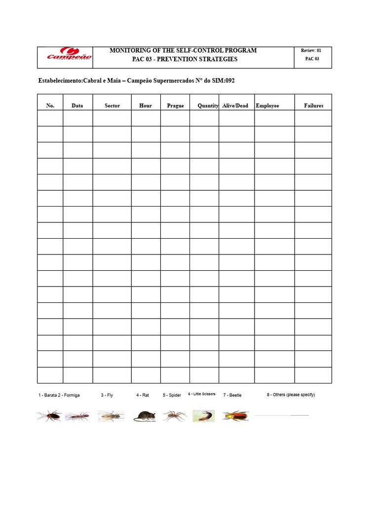 Monitoring Spreadsheet of The Self-Control Program PAC 03 - Prevention ...