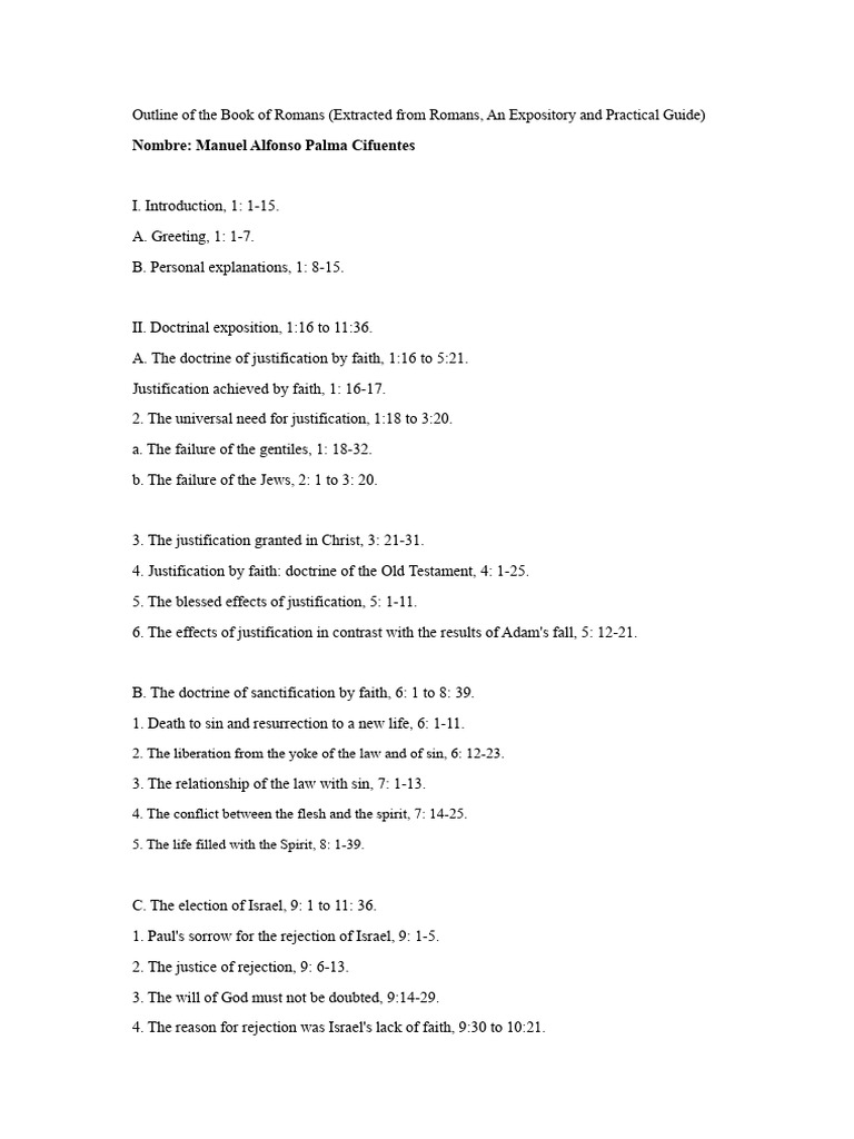 Outline of Romans: Doctrines & Applications | PDF