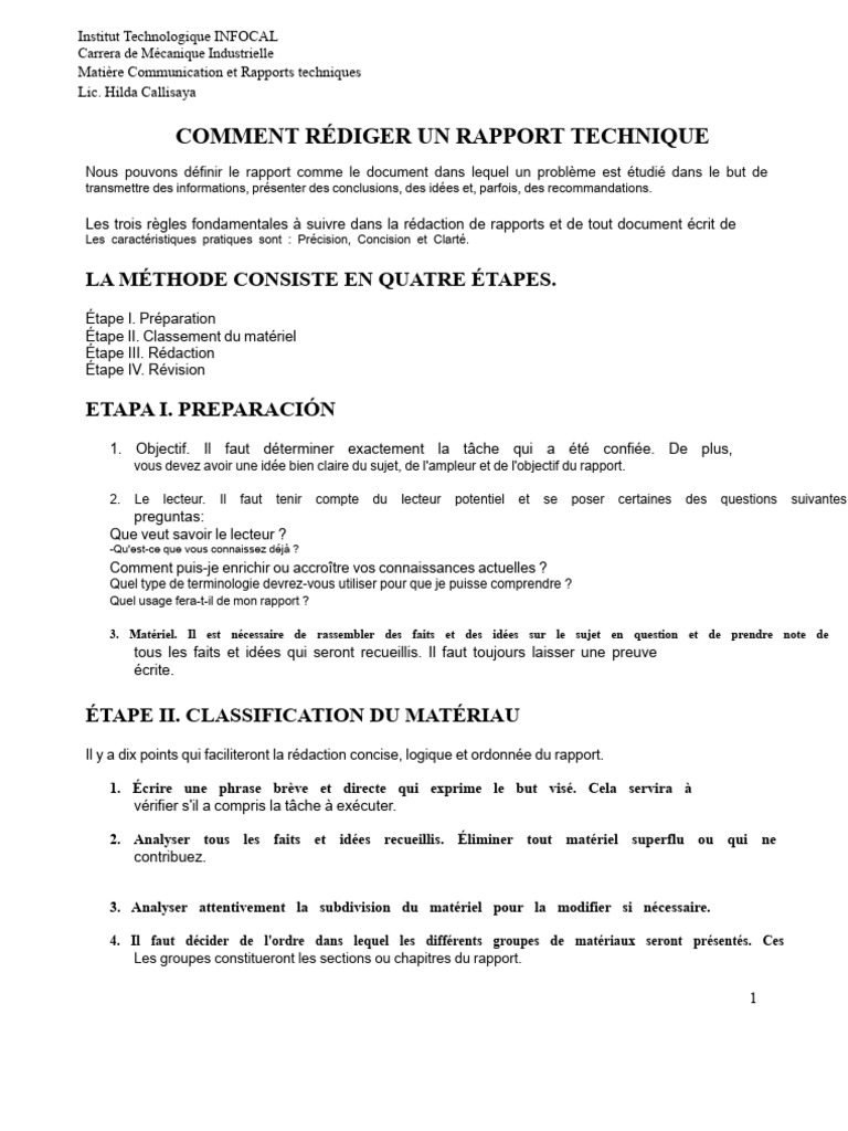 Guide de Rédaction d'un Rapport Technique | PDF