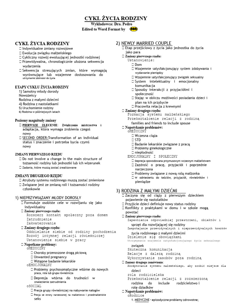 Cykl Życia Rodziny PDF | PDF
