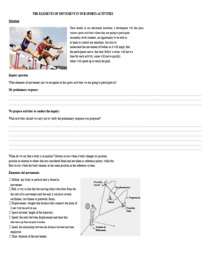 Sheet of The Elements of Movement in Our Sports Activities | PDF ...