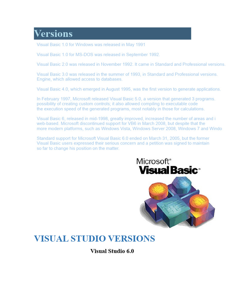 Visual Basic and Visual Studio Versions | PDF | Microsoft Windows | C ...