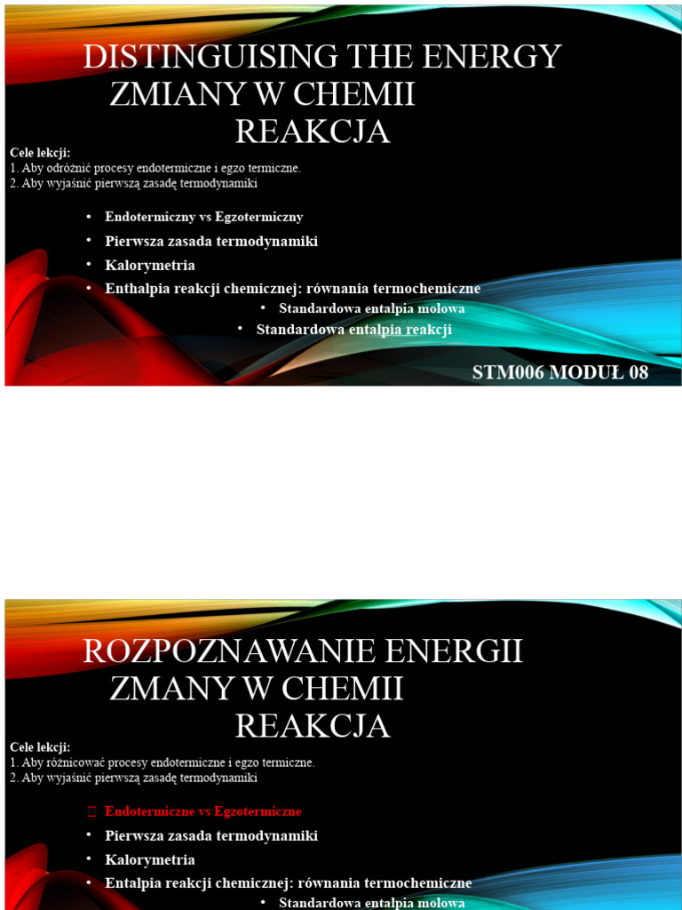 MODUŁ 08 I 09 STM 006 (1. Zasada Termodynamiki I Kalorymetria) | PDF