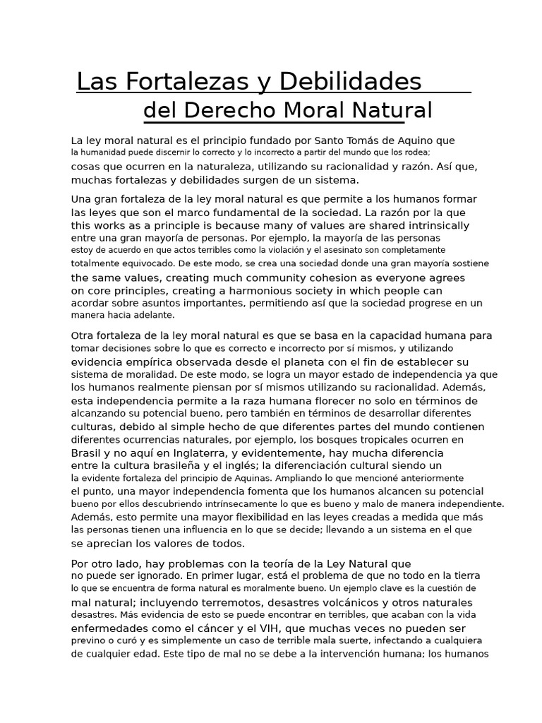 Fortalezas y Debilidades del Derecho Natural | PDF | Moralidad | La Ley ...