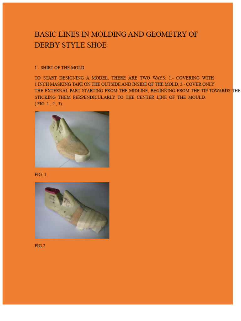 Basic Lines in The Shape and Geometry of Derby Style Shoes | PDF