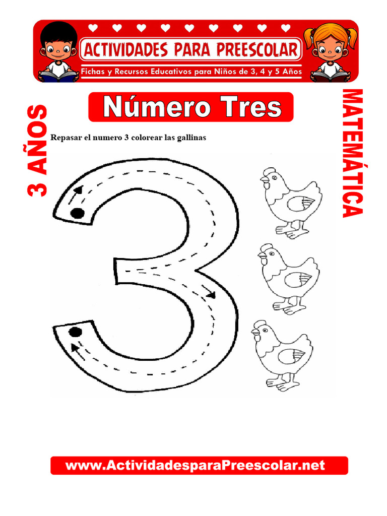 Número Três para Crianças de 3 Anos | PDF
