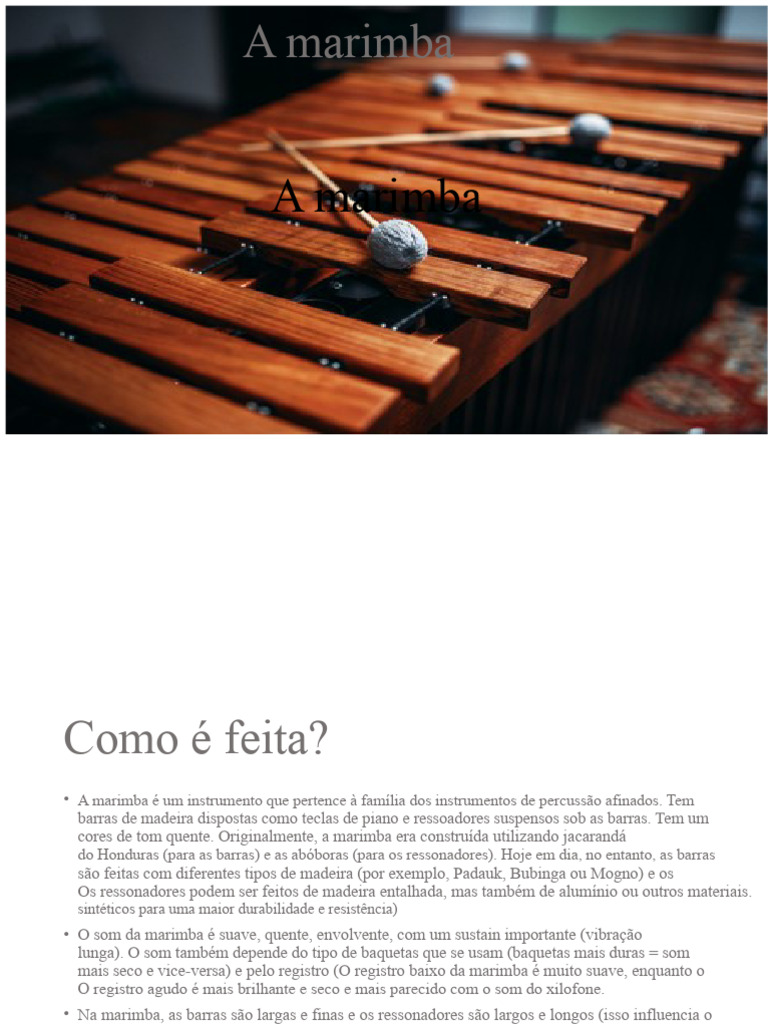 Marimba: História, Construção e Técnicas | PDF | Tecnologia musical ...