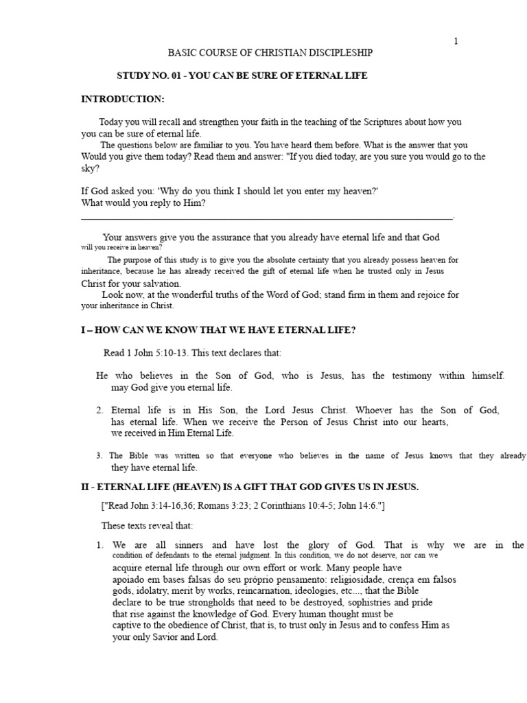 Assurance of Eternal Life in Christ | PDF | Eternal Life (Christianity ...