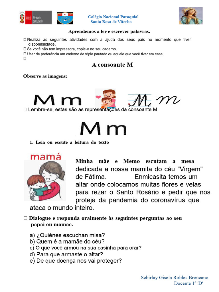 LEITURA E ESCRITA LETRA M | PDF