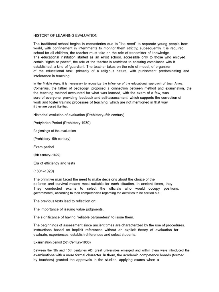 Evolution of Learning Evaluation History | PDF | Evaluation | Teachers