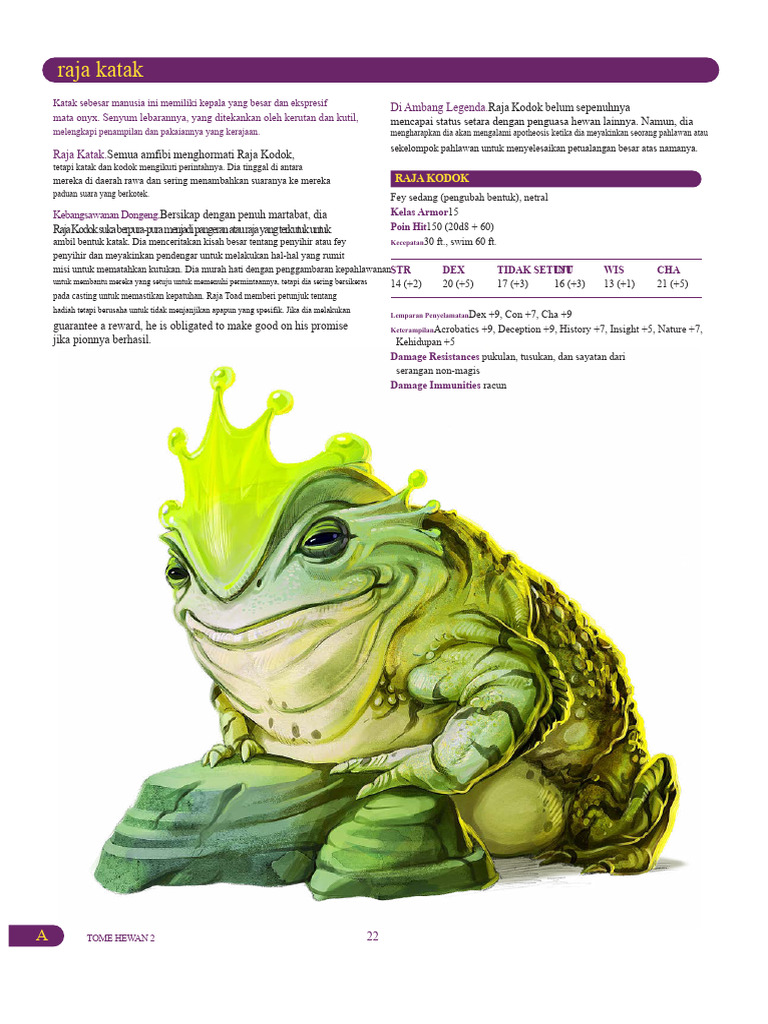 Raja Katak: Karakter dan Kemampuan D&D | PDF