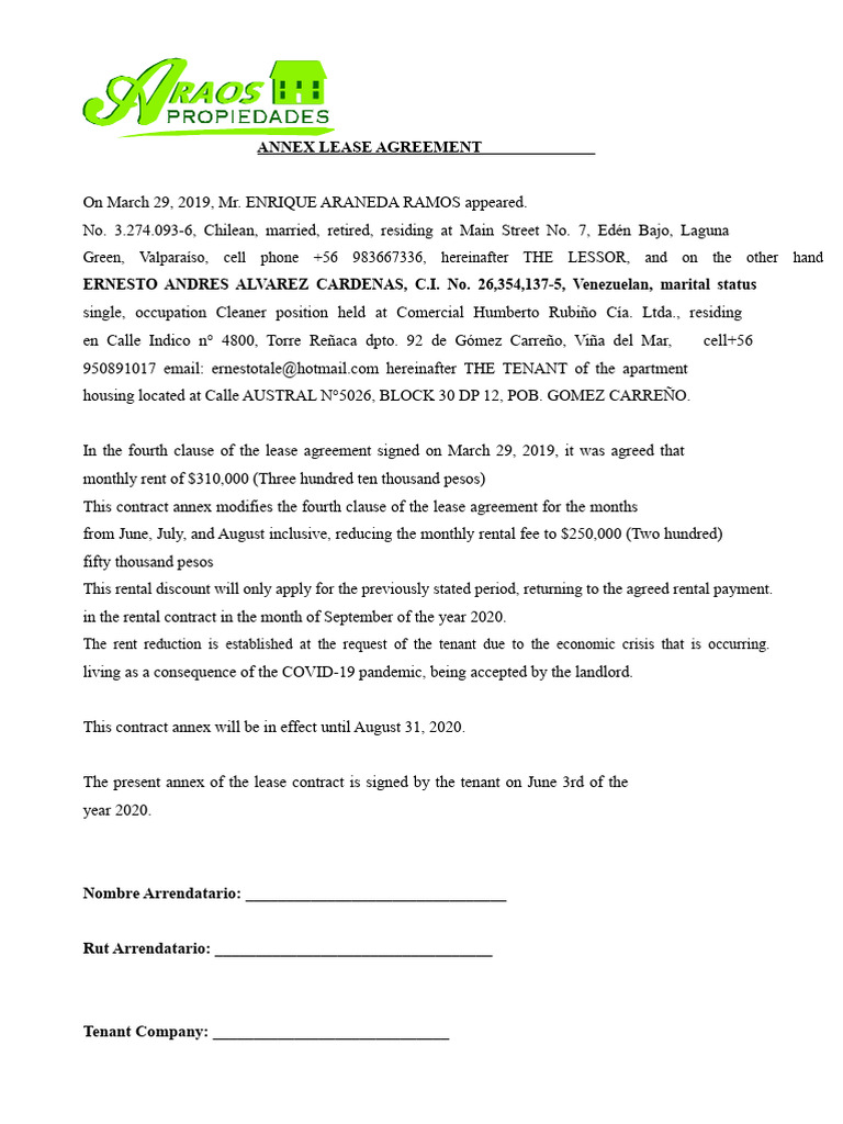 Annex of Lease Contract | PDF