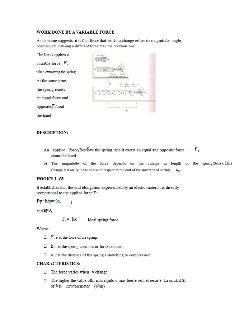 Work Done by A Variable Force | PDF | Force | Elasticity (Physics)