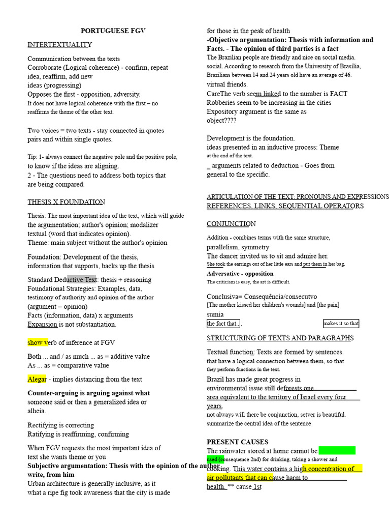 Summary of Adriana Figueiredo's Course at FGV | PDF | Adjective | Verb