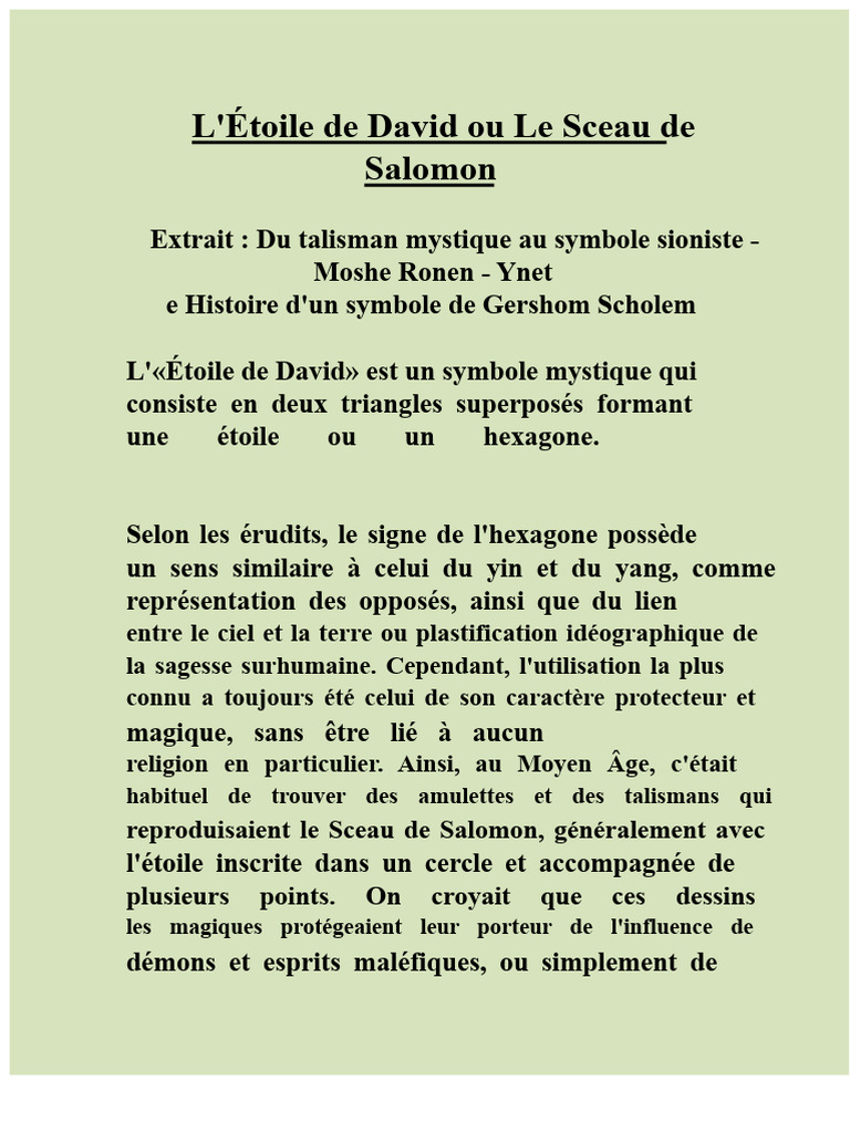 Histoire et symbolisme de l'Étoile de David | PDF | Kabbale | Les juifs ...