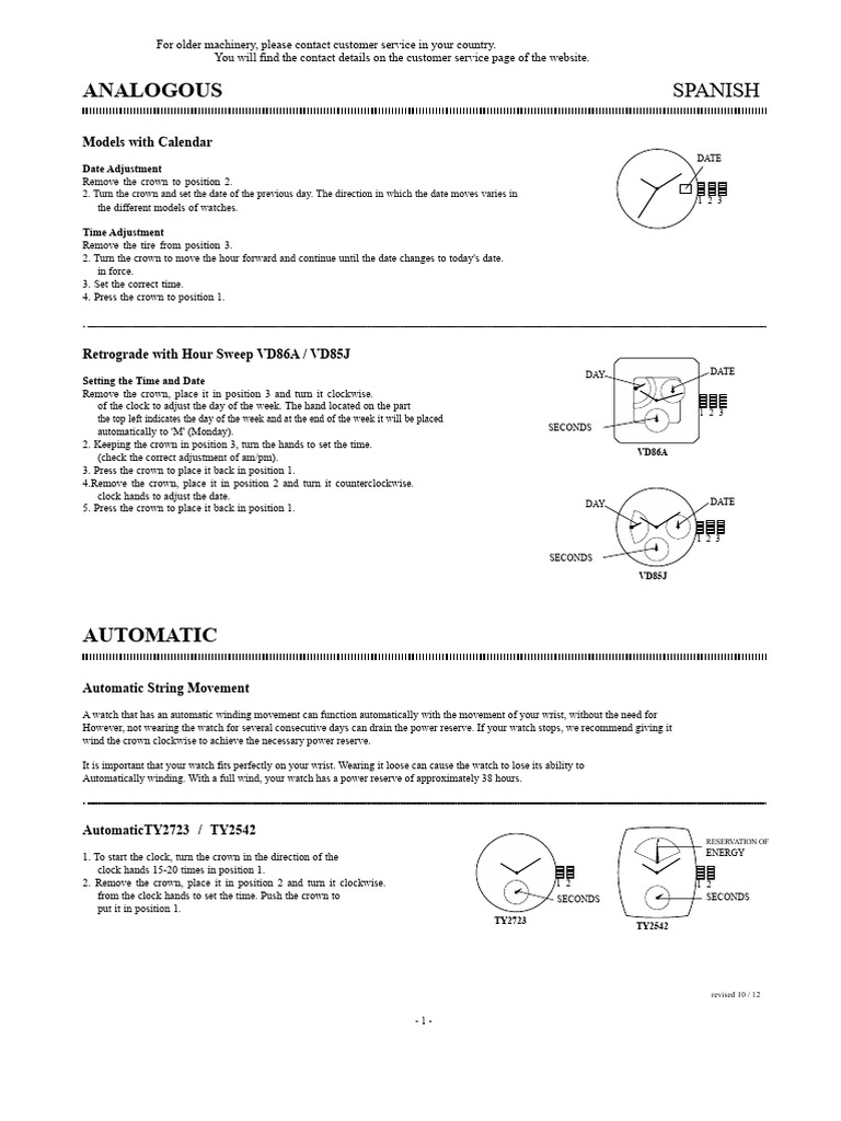 Watch Time and Date Adjustment Guide | PDF | Timer | Clock