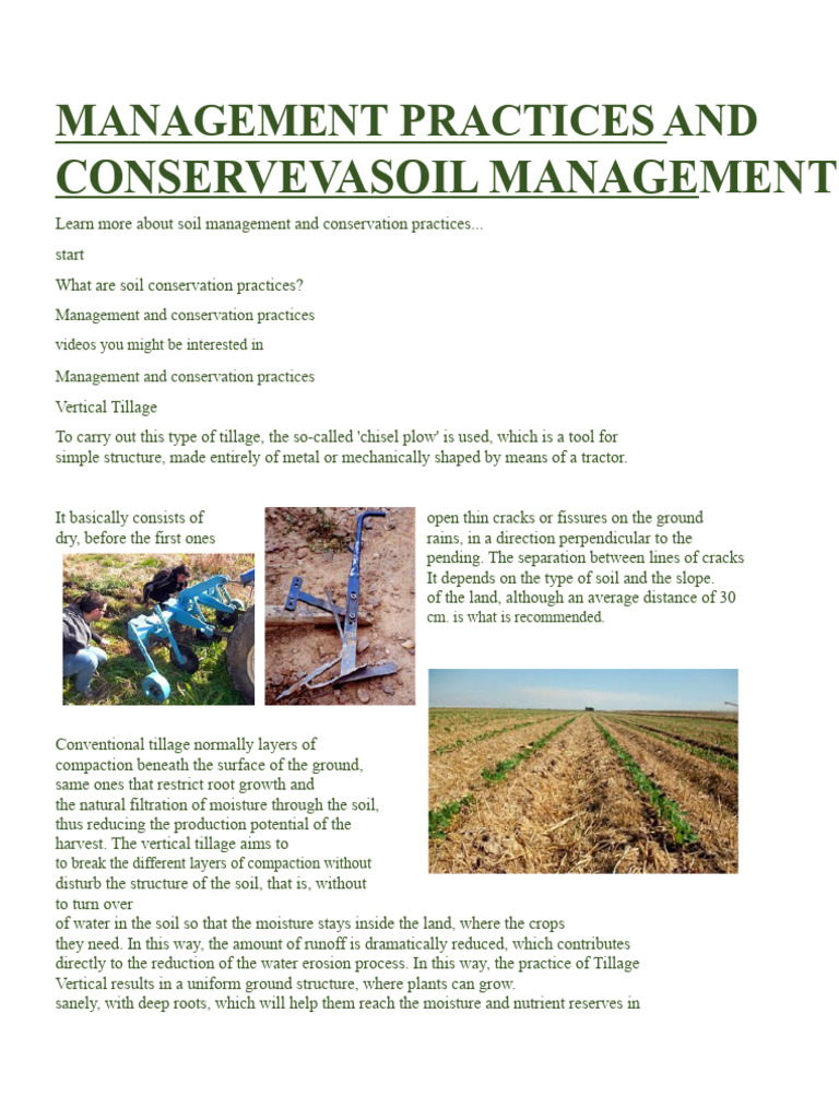Soil Management and Conservation Practices | PDF | Soil | Surface Runoff
