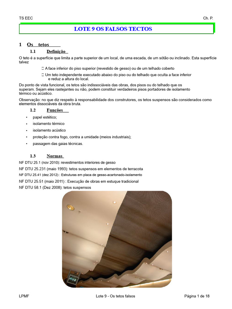 Tetos Falsos: Tipos e Normas Técnicas | PDF | Drywall | Isolamento térmico