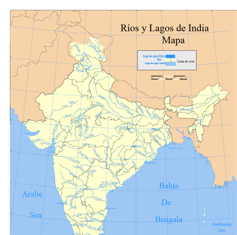Mapa de Ríos y Lagos de India | PDF | Ecologia Acuatica | Ecología de ...