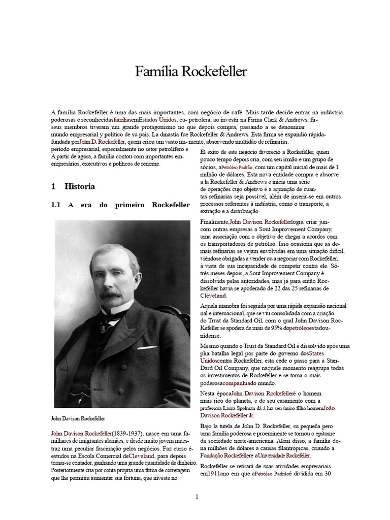 História da Família Rockefeller | PDF | John D. Rockefeller