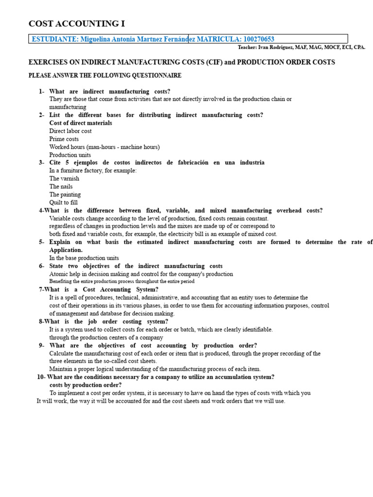 Practice No 1-2 unit 5 | PDF | Cost Of Goods Sold | Cost Accounting
