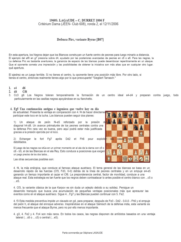 Estrategias en la Defensa Pirc en Ajedrez | PDF | Aperturas de ajedrez ...