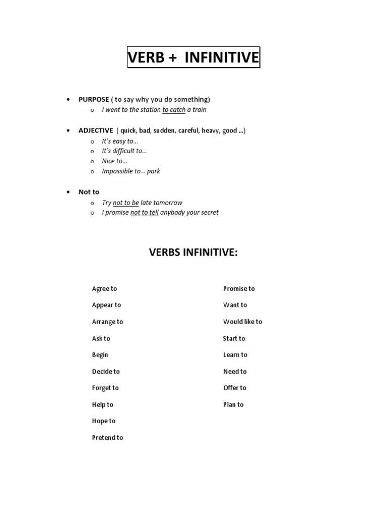 Understanding Infinitive Verbs | PDF