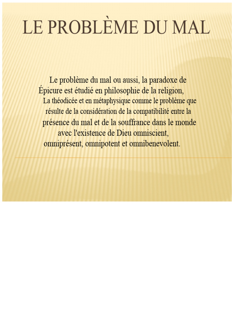 Comprendre le problème du mal et Dieu | PDF | Problème du mal | Mal