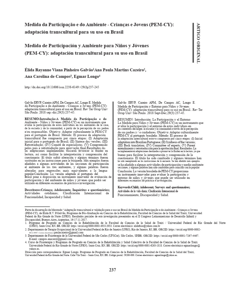 PEM - CY Niños y Jóvenes | PDF | Invalidez | Brasil