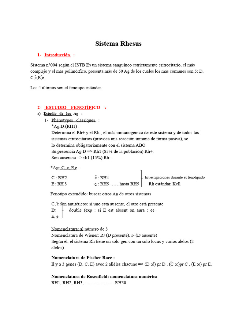 Sistema Rh | PDF | Tipo de sangre | Especialidades Medicas