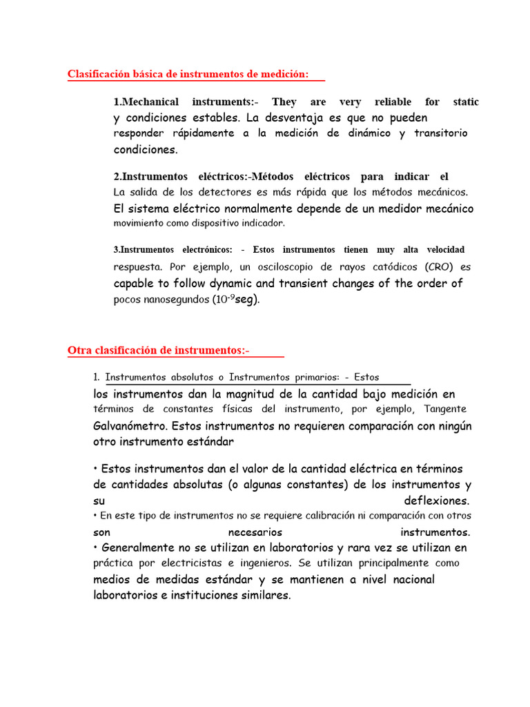 Clasificación Básica de Instrumentos de Medición | PDF | Medición ...